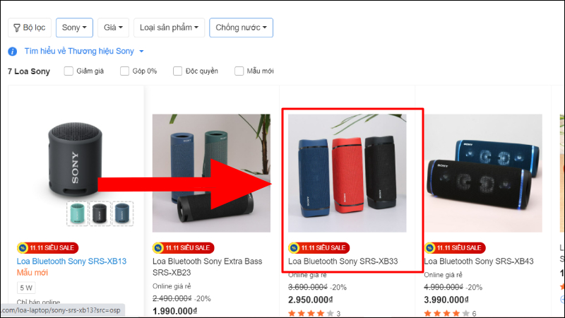 Nhấn chọn sản phẩm mà bạn muốn mua